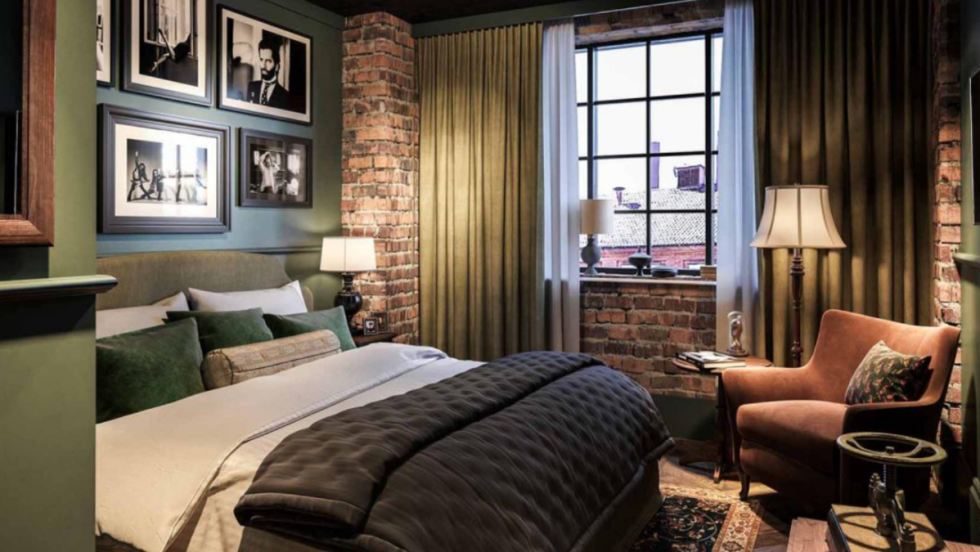 Rum på Steam Hotel med rustik inredning