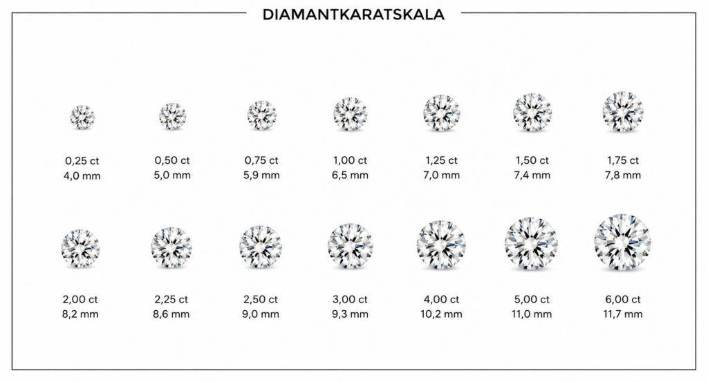 Diamantkaratskala för att maximera diamant för pengarna vid köp